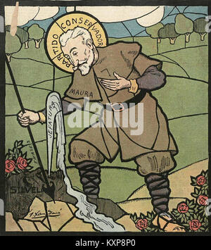 Fumetto politico intitolato "El milagro del santo" di Joaquín Xaudaró, pubblicato sulla rivista satirica spagnola Gedeón il 13 maggio 1904, raffigurante un miracolo religioso. Foto Stock