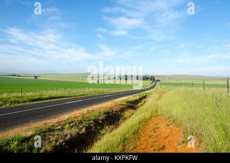 Strada attraverso la campagna, Cooma Aeroporto, Nuovo Galles del Sud, Australia Foto Stock