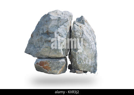 Roccia di granito o pietra isolato su bianco Foto Stock