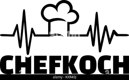 Il capo cuoco tedesco titolo di lavoro con linea di heartbeat Illustrazione Vettoriale