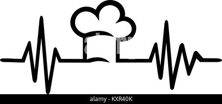 Linea di heartbeat con chef hat Illustrazione Vettoriale