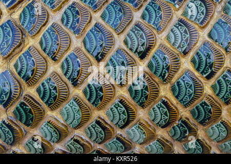 Stile Tailandese Scala di Pesce artigianato della ceramica d'arte della decorazione del tempio bellissimo motivo Foto Stock