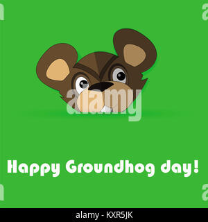 Illustrazione Vettoriale di divertenti marmotta. scheda con graziosi marmotta e testo. Progettazione per la festa della mamma. Uno stile piatto. eps10 Foto Stock