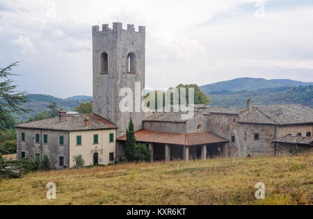 L'ex monastero di Badia a Coltibuono nel Chianti - Toscana, Italia Foto Stock