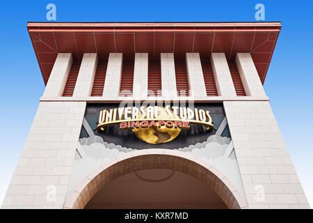 SINGAPORE - Ottobre 17, 2014: Universal Studios di Singapore è un parco a tema situato all'interno di Resorts World Sentosa sull'Isola di Sentosa, Singapore. Foto Stock