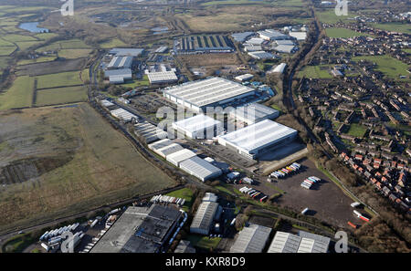 Vista aerea di distribuzione Heywood Park, Lancashire, Regno Unito Foto Stock