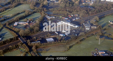 Vista aerea del Welcome Break Charnock Richard Servizi sulla M6 in Lancashire, Regno Unito Foto Stock