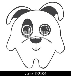 Cartoon carino cane isolato su sfondo bianco. Illustrazione Vettoriale in stile di disegno Illustrazione Vettoriale