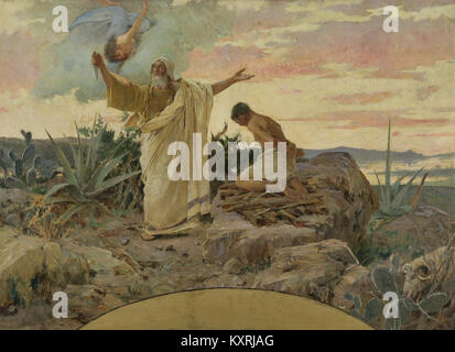 Il dipinto sacrificio di Abramo (Abrahamova žrtva) dell'artista croato Celestin Medović ritrae la scena biblica di Abramo e Isacco, riflettendo il simbolismo religioso e lo stile accademico della fine del XIX secolo. Foto Stock