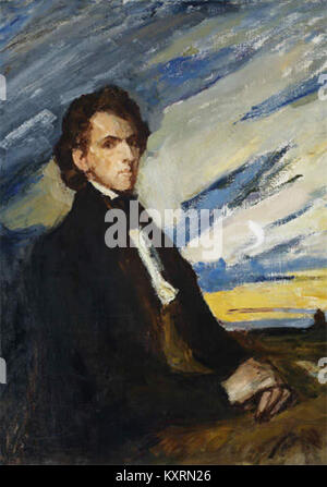 Un ritratto del 1909 del compositore Frédéric Chopin di Ciaglinski, raffigurante la somiglianza del musicista polacco. L'opera d'arte cattura l'immagine di Chopin e contribuisce all'eredità visiva dei compositori classici europei. Foto Stock