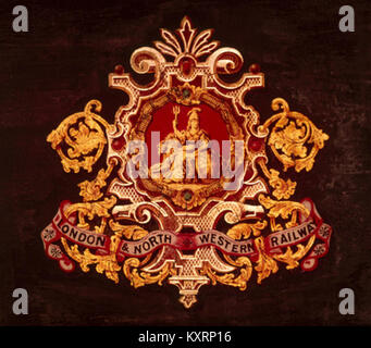 Lo stemma della London & North Western Railway presenta simboli araldici che rappresentano il significato storico e l'eredità della compagnia nella Gran Bretagna del XIX secolo. Foto Stock