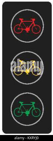 Il sistema di traffico CZ-S10 è un sistema di segnale a tre colori progettato specificamente per i ciclisti. Include segnali per gestire i movimenti dei ciclisti agli incroci e agli incroci, garantendo la sicurezza dei ciclisti e la fluidità del traffico. Foto Stock