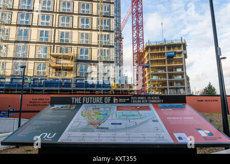 La costruzione in Blackwall, pioppo, Londra. Blackwall raggiungere, nuovo sviluppo residenziale vicino a Canary Wharf station wagon, DLR station e Mercato di Billingsgate. Foto Stock
