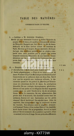 Documento scientifico che discute il fer-de-lance viper (Bothrops lanceolatus) in Martinica, concentrandosi sulla sua biologia, il veleno e il significato negli ecosistemi locali e nella salute umana. Foto Stock