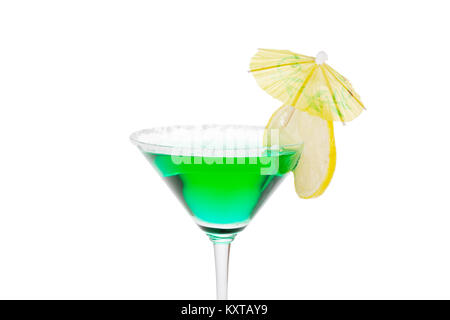 Green martini cocktail isolati su sfondo bianco Foto Stock