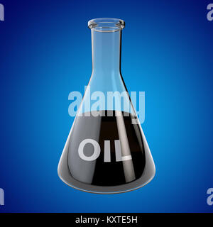 Vetreria di laboratorio con olio. 3D render Foto Stock