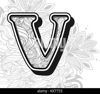 Handrawn scarabocchi in ordine alfabetico in zentangle stilizzata Illustrazione Vettoriale
