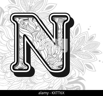 Handrawn scarabocchi in ordine alfabetico in zentangle stilizzata Illustrazione Vettoriale