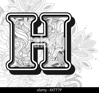Handrawn scarabocchi in ordine alfabetico in zentangle stilizzata Illustrazione Vettoriale