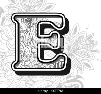 Handrawn scarabocchi in ordine alfabetico in zentangle stilizzata Illustrazione Vettoriale