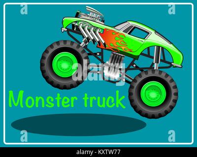 Cartoon Monster Truck. Illustrazione Vettoriale