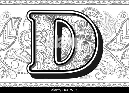 Handrawn scarabocchi in ordine alfabetico in zentangle stilizzata Illustrazione Vettoriale