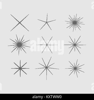 Sun semplice effetto luce piatto set di icone Illustrazione Vettoriale