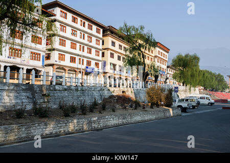 Thimphu Bhutan - 10 Apr 2016: Vista di Thimphu città in Bhutan durante la stagione primaverile - vista città di Thimphu in Bhutan Foto Stock