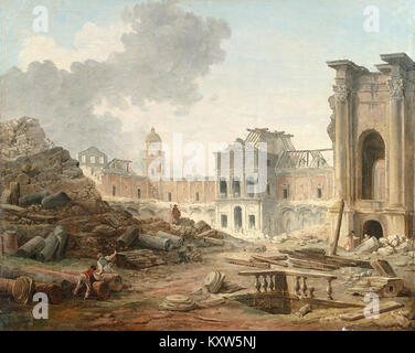 Terminée Esquisse de la démolition du Chateau de meudon par Hubert Robert Foto Stock