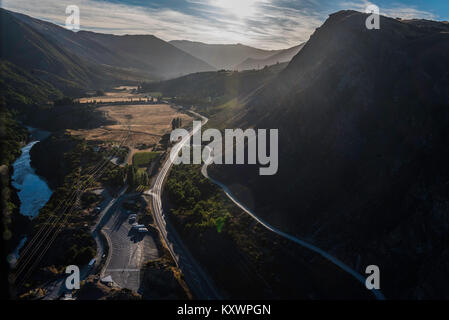 Paesaggio in Kawarau River Valley, Otago, Nuova Zelanda Foto Stock