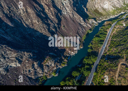 Paesaggio in Kawarau River Valley, Otago, Nuova Zelanda Foto Stock