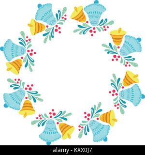 Bell e bacche sotto forma di un telaio rotondo. Illustrazione Vettoriale