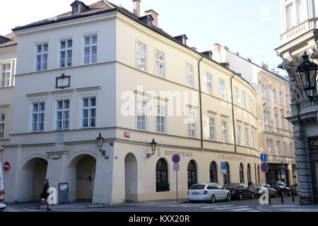 La casa di Mozart, 2014, Centro Città Vecchia, Praga, Repubblica Ceca. Foto Stock