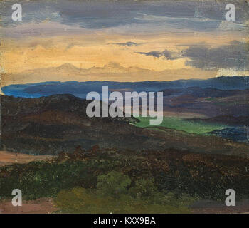 Friedrich Preller d.Ä. - Blick von der Wartburg bei Sonnenuntergang Foto Stock