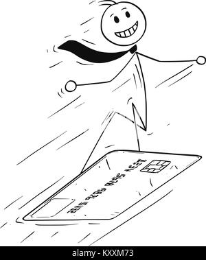 Cartoon concettuale del proprietario sulla carta di credito Illustrazione Vettoriale