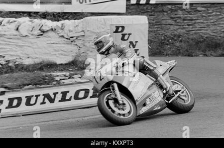 Gary Padgett, moto racer rider1986 Formula 1 TT, Isola di Man gare TT, Tourist Trophy. Foto Stock