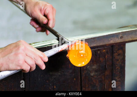 Artigianato del vetro. Forno per vetro vista,Murano Venezia,l'Italia. Foto Stock