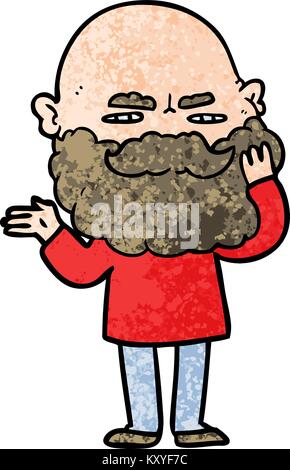 Cartoon uomo con barba accigliata Illustrazione Vettoriale