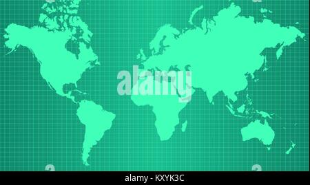 Mappa terrestre sul verde trendy gradiente dello sfondo Illustrazione Vettoriale