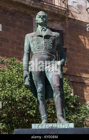 Statua di Francisco de Miranda, Plaza de España, Cadiz, Spagna Foto Stock