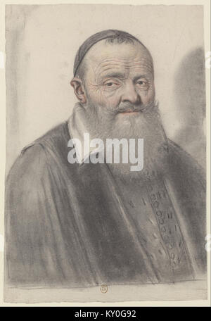 Homme âgé à longue barbe, portant une calotta, vu presque de face (Nicolas Lagneau) Foto Stock