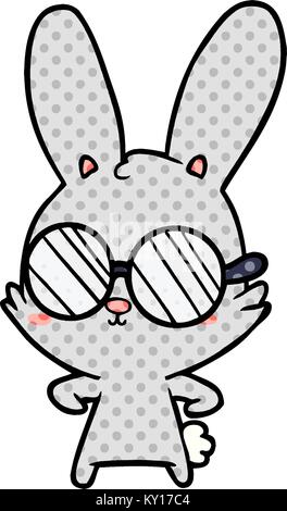 Cartoon carino coniglio con gli occhiali Illustrazione Vettoriale