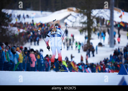 Ruhpolding in Germania. Xii gen, 2018. Mens 7.5 km staffetta, IBU Coppa del Mondo di calcio, Chiemgau Arena, Ruhpolding in Germania. Credito: Marcel Laponder/Alamy Live News Foto Stock