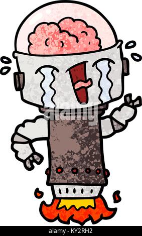 Cartoon piangere robot battenti Illustrazione Vettoriale