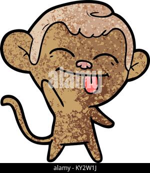 Funny cartoon monkey sventolando Illustrazione Vettoriale