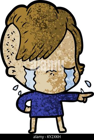 Cartoon RAGAZZA CHE PIANGE accusando Illustrazione Vettoriale