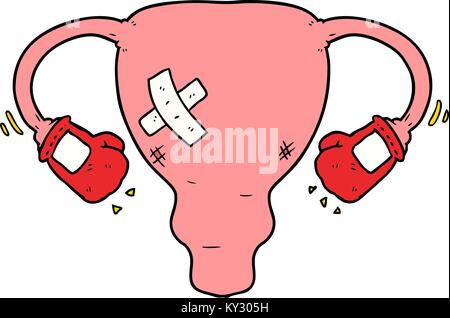 Cartoon battere con utero guantoni da pugilato Illustrazione Vettoriale