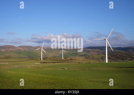 Vista su Bontgoch da Mynydd Gorddu wind farm Foto Stock