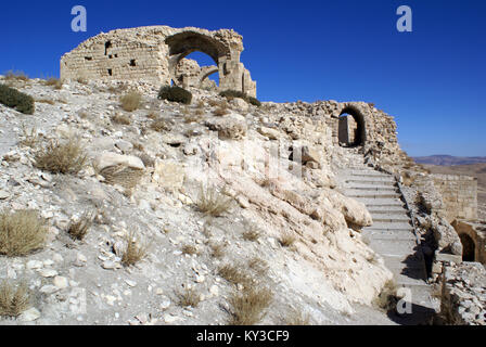 Rovine di crusader il castello di Shobak in Giordania Foto Stock