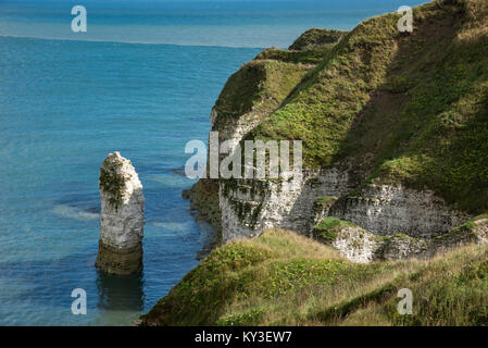 Stack di roccia a Selwicks Bay, Flamborough Head, North Yorkshire, Inghilterra. Foto Stock